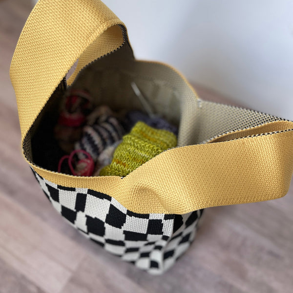 Checker Print Soft Tote